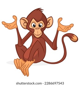 Cartoon monkey chimpanzee. Vector illustration of happy monkey character design isolated