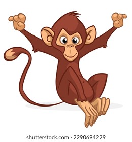 Cartoon monkey chimpanzee. Vector illustration of happy monkey character design isolated