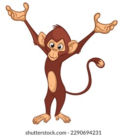 Cartoon monkey chimpanzee. Vector illustration of happy monkey character design isolated