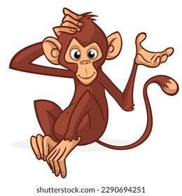 Cartoon monkey chimpanzee. Vector illustration of happy monkey character design isolated