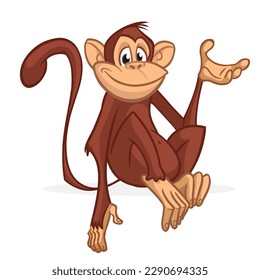 Chimpancé de mono de caricatura. Ilustración vectorial del diseño del personaje de mono feliz aislado