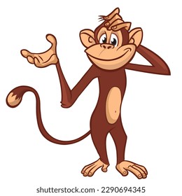 Cartoon monkey chimpanzee. Vector illustration of happy monkey character design isolated