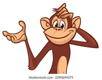 Cartoon monkey chimpanzee. Vector illustration of happy monkey character design isolated