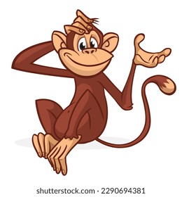 Cartoon monkey chimpanzee. Vector illustration of happy monkey character design isolated