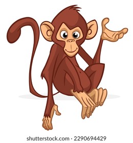 Cartoon monkey chimpanzee. Vector illustration of happy monkey character design isolated
