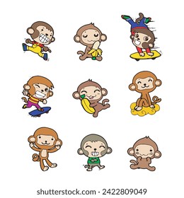 caricatura mono cómic doodle ilustrador vector aislado en fondo blanco