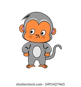 a cartoon monkey with a curious expression