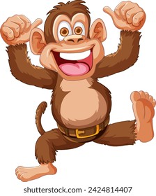 Cartoon monkey dancing with a big smile.