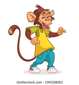 Cartoon monkey dancing. Vector illustration. Chimpanzee dancer