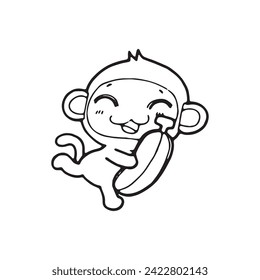 Cartoon-Affe-Doodle-Comic-Vektorgrafik einzeln auf weißem Hintergrund