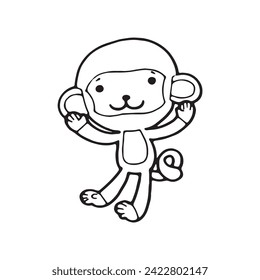 cartoon monkey doodle comic illustration vector isolated on white background