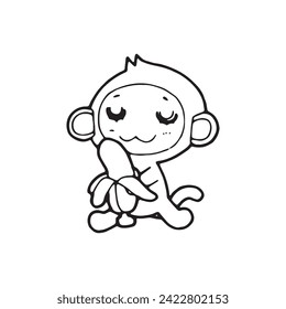 cartoon monkey doodle comic illustration vector isolated on white background