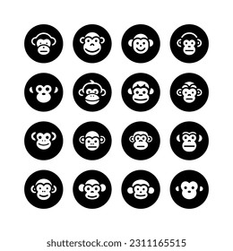 Cartoon monkey face black circle icon