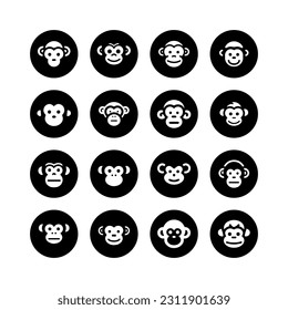 Cartoon monkey face black circle icon