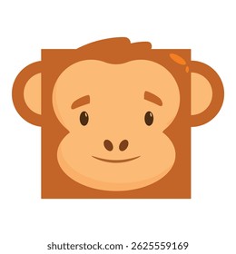 Cartoon monkey face with a happy expression, perfect for children's books, websites, and more