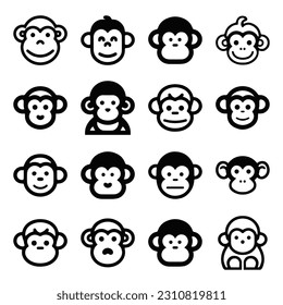 Cartoon monkey face line icon