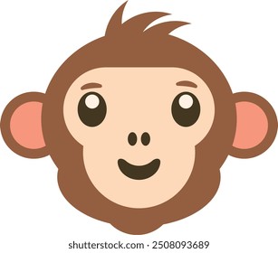 Cartoon monkey face with a playful expression, suitable for children's designs