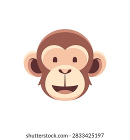 Cartoon monkey face with smile expression
