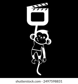 cartoon monkey icon logo vector