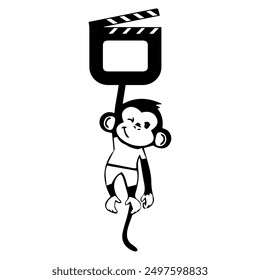 cartoon monkey icon logo vector