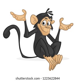 Cartoon monkey icon. Vector illustration of funny chimpanzee character