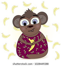 cartoon monkey illustration with banana
