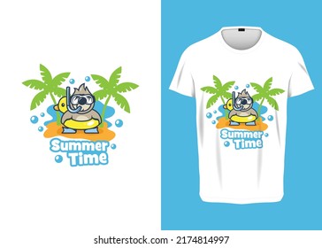 cartoon monkey on beach summer Vector Illustration for tshirt prints, posters, apparel, and other uses