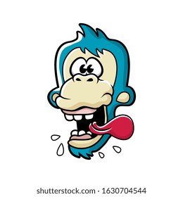 cartoon monkey open the mouth and tongue