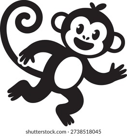 Cartoon Monkey Playing Silhouette Illustration