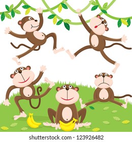 Cartoon Monkey Set