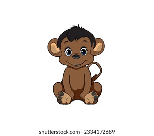 Cartoon monkey with a smile. Vector illustration isolated on white background