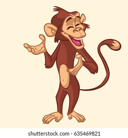 Cartoon monkey smiling. Vector illustration