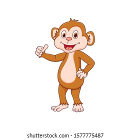 Cartoon of monkey standing isolated on white background