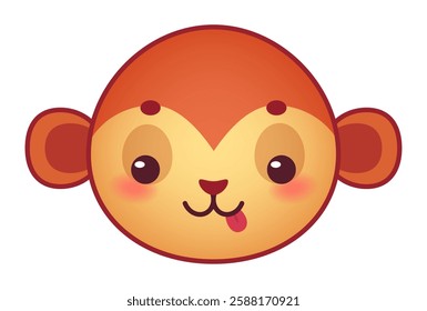 Cartoon monkey sticking its tongue out, playful and funny primate character with big eyes and rosy cheeks, ideal for children s books, games, or any project needing a touch of primate charm