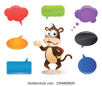 Cartoon Monkey talking with Speech Bubbles