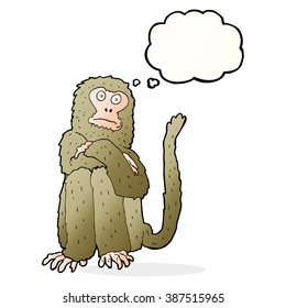 cartoon monkey with thought bubble