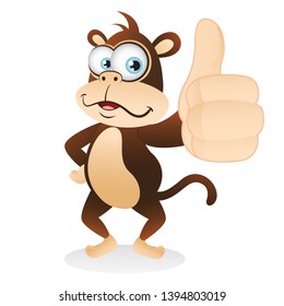 Cartoon Monkey with Thumbs up gesture