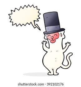 cartoon monkey in top hat with speech bubble