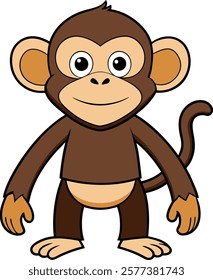 cartoon monkey vector art illustration on a white background