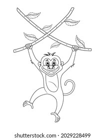 Cartoon monkey vector illustration - Coloring book