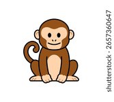 Cartoon Monkey Vector Illustration on White Background