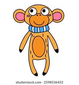 Cartoon monkey. Vector illustration, print