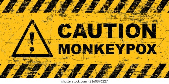 Cartoon monkey virus or monkeypox. The virus belongs to the genus Orthopoxvirus in the family Poxviridae. infectious disease. Vector monkey pox symbol or icon. Stop, signboard, do not enter.