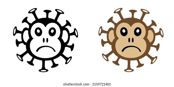 Cartoon monkey virus or monkeypox. Stop the virus belongs to the genus Orthopoxvirus in the family Poxviridae. infectious disease. Ape face. Vector Mpox, monkey pox. Variola, smallpox logo.