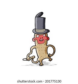 mono de dibujos animados con sombrero de techo