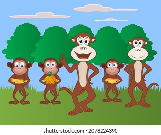 Cartoon of the monkeys starting the party