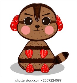 cartoon monkey-shaped chocolate strawberry cake