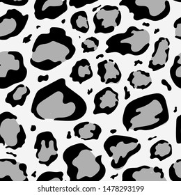 Cartoon monochrome seamless cute leopard pattern. vector. animal theme. 