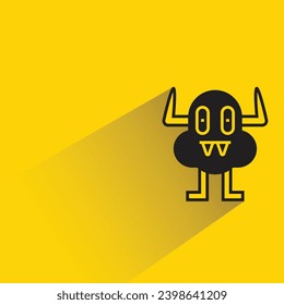 avatar del monstruo de la caricatura con sombra sobre fondo amarillo