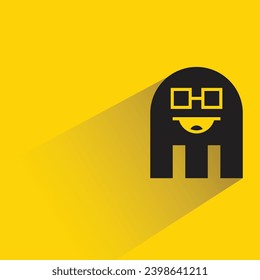 cartoon monster avatar with shadow on yellow background